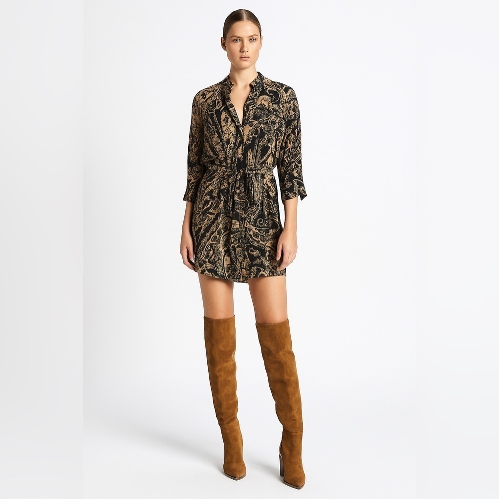 L’Agence Printed Belted Mini Shirt Dress SzSmall NWOT